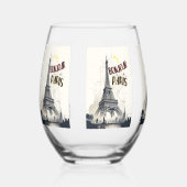 Verre À Vin Sans Pied Bonjour Skyline Marathon Paris (Recto)