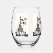 Verre À Vin Sans Pied Bonjour Skyline Marathon Paris (Verso)