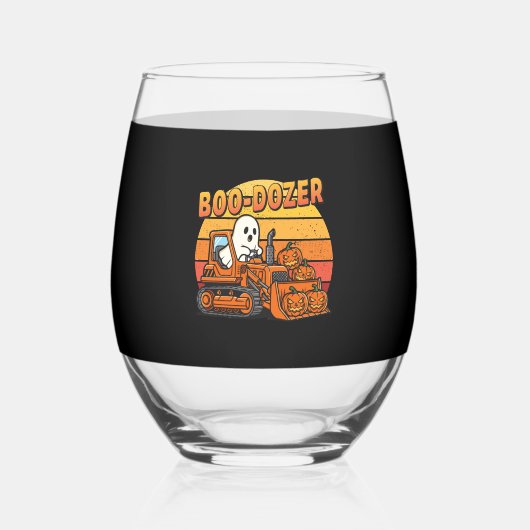 Verre À Vin Sans Pied Boo Dozer Ghost Funny Halloween (Recto)