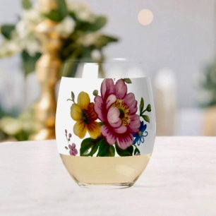 Verre À Vin Sans Pied Bouquet floral de tasse à thé