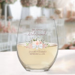 Verre À Vin Sans Pied Bouquet Roses Roses Roses roses Bridesmaid Maid of<br><div class="desc">Cet ensemble est le choix parfait pour remercier les demoiselles d'honneur et la bonne d'honneur de votre mariage. Le magnifique design boho chic présente un bouquet de roses aquarelles peints à la main et des fleurs dans les tons rose et roses poussiéreux, ainsi que des sprigs d'eucalyptus et de la...</div>