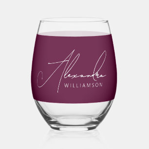 Verre À Vin Sans Pied Bourgogne élégant  Noms de calligraphie moderne bl