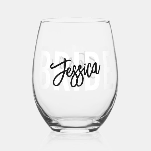 Verre À Vin Sans Pied Bride Script moderne (Recto)