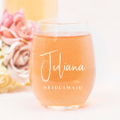 Verre À Vin Sans Pied Bridesmaid Chic Mariage de script blanc