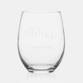 Verre À Vin Sans Pied Bridesmaid Modern Blue Script Nom Fête des mariées (Verso)
