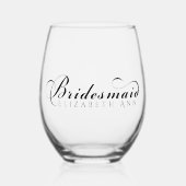 Verre À Vin Sans Pied Bridesmaid Nom Modern Elegant Script (Recto)