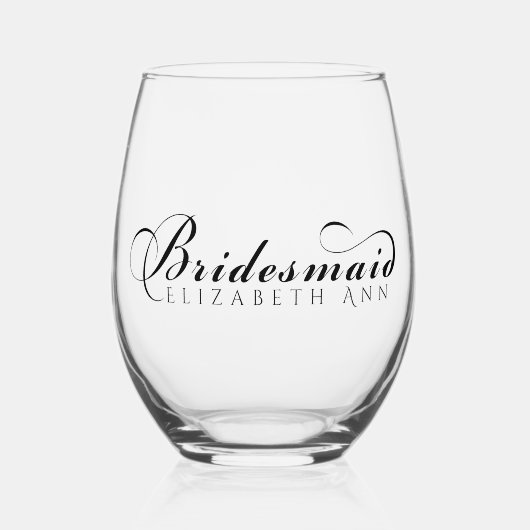 Verre À Vin Sans Pied Bridesmaid Nom Modern Elegant Script (Recto)