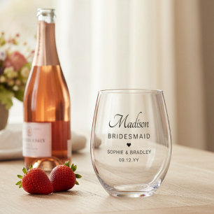 Verre À Vin Sans Pied Bridesmaid Nom personnalisé Mariage
