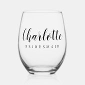 Verre À Vin Sans Pied Bridesmaid nom script mignon (Recto)