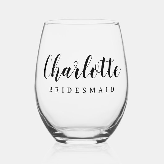 Verre À Vin Sans Pied Bridesmaid nom script mignon (Recto)