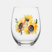 Verre À Vin Sans Pied Bright & Bold Sunflower Aquarelle Fabuleuse 50 (Recto)
