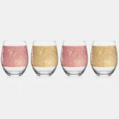 Verre À Vin Sans Pied Brillant rose et doré (Droite)