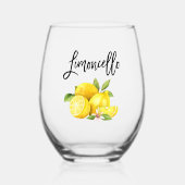 Verre À Vin Sans Pied Brosse Script Aquarelle Citrons Limoncello (Recto)