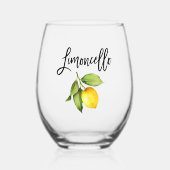 Verre À Vin Sans Pied Brush Script Aquarelle Citron Limoncello (Recto)
