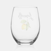 Verre À Vin Sans Pied Brush Script Aquarelle Citron Limoncello (Verso)