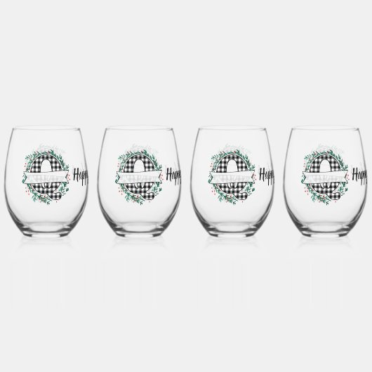 Verre À Vin Sans Pied Buffle noir et blanc personnalisé (Q) (Recto)