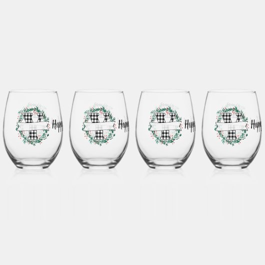 Verre À Vin Sans Pied Buffle noir et blanc personnalisé (Y) (Recto)