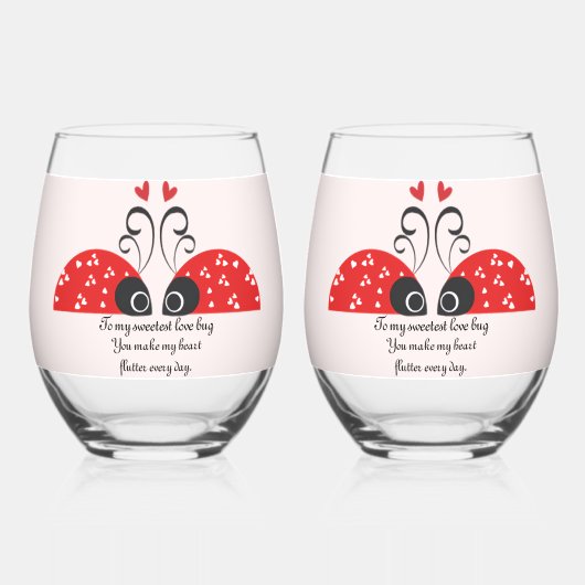 Verre À Vin Sans Pied Bug d'amour le plus doux (Recto)