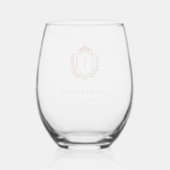 Verre À Vin Sans Pied Burgundy Crest Wedding Welcome, Custom Initials (Recto)