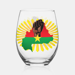 Verre À Vin Sans Pied Burkina Faso Carte, drapeau et première révolution