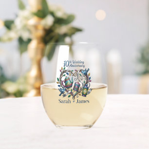Verre À Vin Sans Pied Cadeau de 10e anniversaire de mariage en étain On