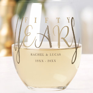Verre À Vin Sans Pied Cadeau de 50e anniversaire de mariage de noces d'o