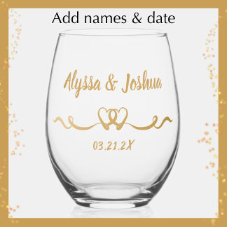 Verre À Vin Sans Pied Cadeau de mariage personnalisé élégant or pour cou