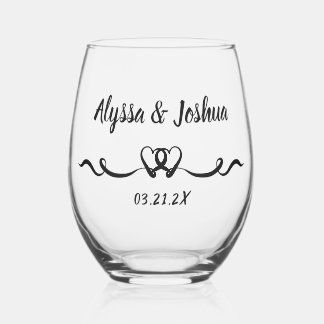 Verre À Vin Sans Pied Cadeau de mariage personnalisé élégant pour couple