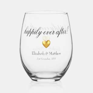 Verre À Vin Sans Pied Cadeau de mariage pour toujours heureux
