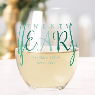 Verre À Vin Sans Pied Cadeau de vingt ans d'anniversaire de mariage Émer