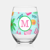Verre À Vin Sans Pied Cadeau de week-end pour fille avec monogramme Biki (Recto)
