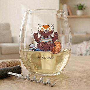 Verre À Vin Sans Pied Cadeau Meilleur Professeur de Yoga Red Panda Art A
