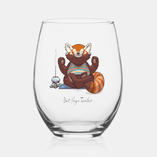 Verre À Vin Sans Pied Cadeau Meilleur Professeur de Yoga Red Panda Art A