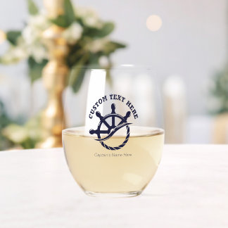 Verre À Vin Sans Pied Cadeau nautique de capitaine de bateau personnalis