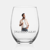 Verre À Vin Sans Pied Cadeau personnalisé avec monogramme et photo (Recto)