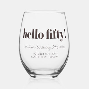 Verre À Vin Sans Pied Cadeau personnalisé Bold Brown Moderne pour 50e an