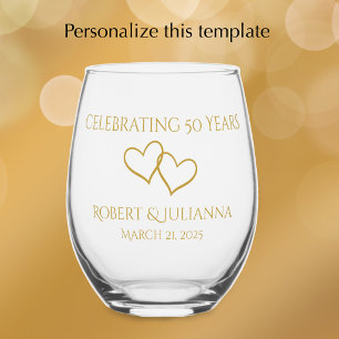 Verre À Vin Sans Pied Cadeau personnalisé élégant moderne pour 50 ans de