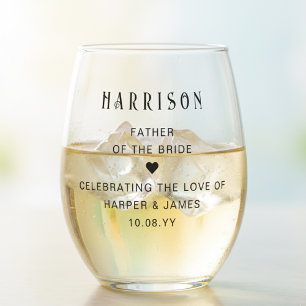Verre À Vin Sans Pied Cadeau personnalisé pour le Père du Marié pour la