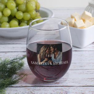 Verre À Vin Sans Pied Cadeau photo personnalisé Couples Mariage