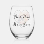 Verre À Vin Sans Pied Cadeau Pour Maman Amoureuse Du Chien Papa Nom Phot (Verso)