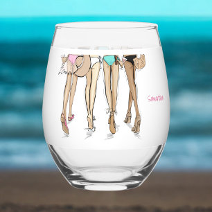 Verre À Vin Sans Pied Cadeau pour un week-end entre filles : Bikinis et