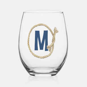 Verre À Vin Sans Pied Cadre de corde avec Monogramme