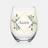 Verre À Vin Sans Pied Calla Lily et Eucalyptus blancs (Recto)