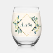 Verre À Vin Sans Pied Calla Lily et Eucalyptus blancs (Verso)