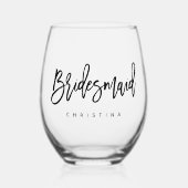 Verre À Vin Sans Pied Calligraphie Écriture Élégante Nom Demoiselle D'Ho (Recto)