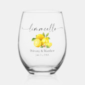 Verre À Vin Sans Pied Calligraphie Encre Aquarelle Citrons Limoncello (Recto)