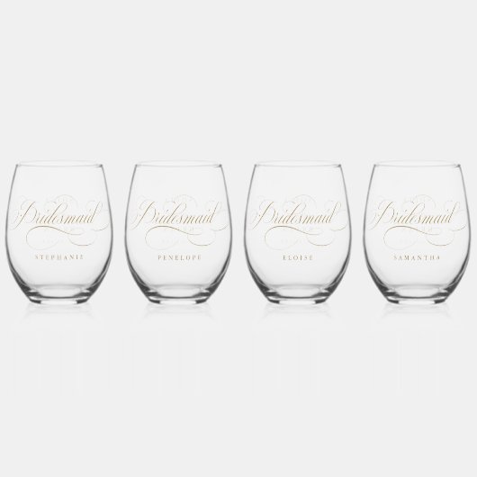 Verre À Vin Sans Pied Calligraphie moderne mariage intemporel (Recto)
