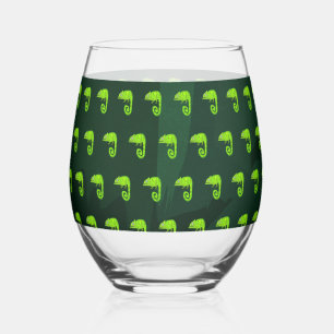 Verre À Vin Sans Pied Caméléon vert mignon