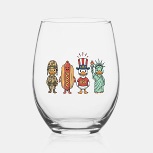 Verre À Vin Sans Pied Canard patriotique et chemise vectorielle vintage