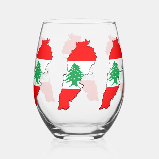 Verre À Vin Sans Pied Carte du Liban avec drapeau (Recto)